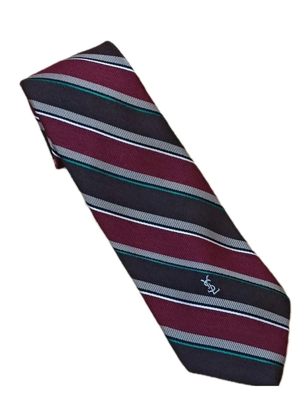 Vtg Yves Saint Laurent Devereaux Styles Italian Wool Silk Repp Neck Tie Striped